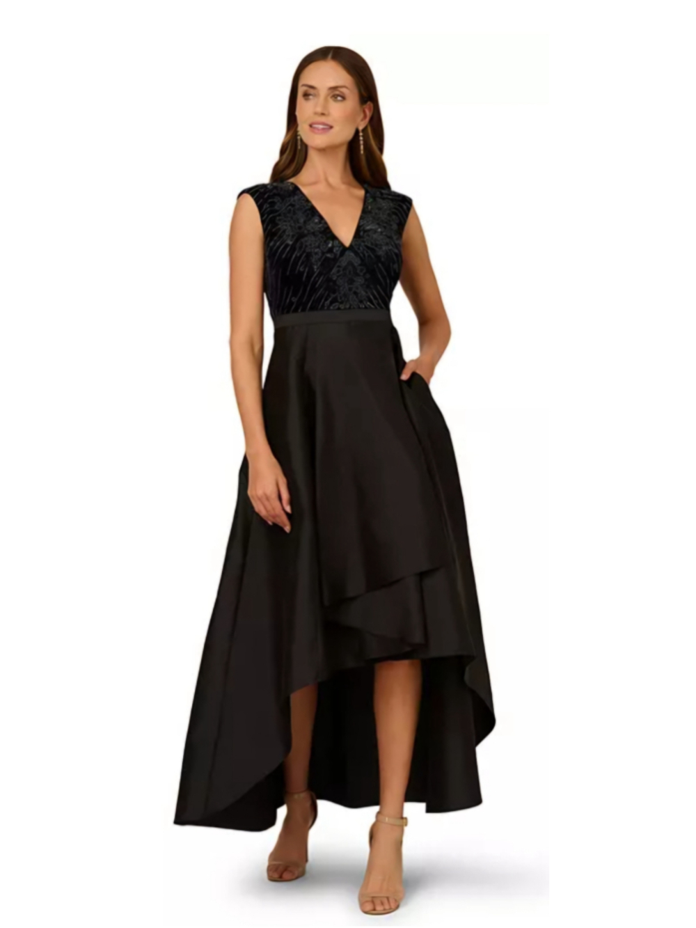 Women's Adrianna Papell High Low Dress Navy and Black Size 12